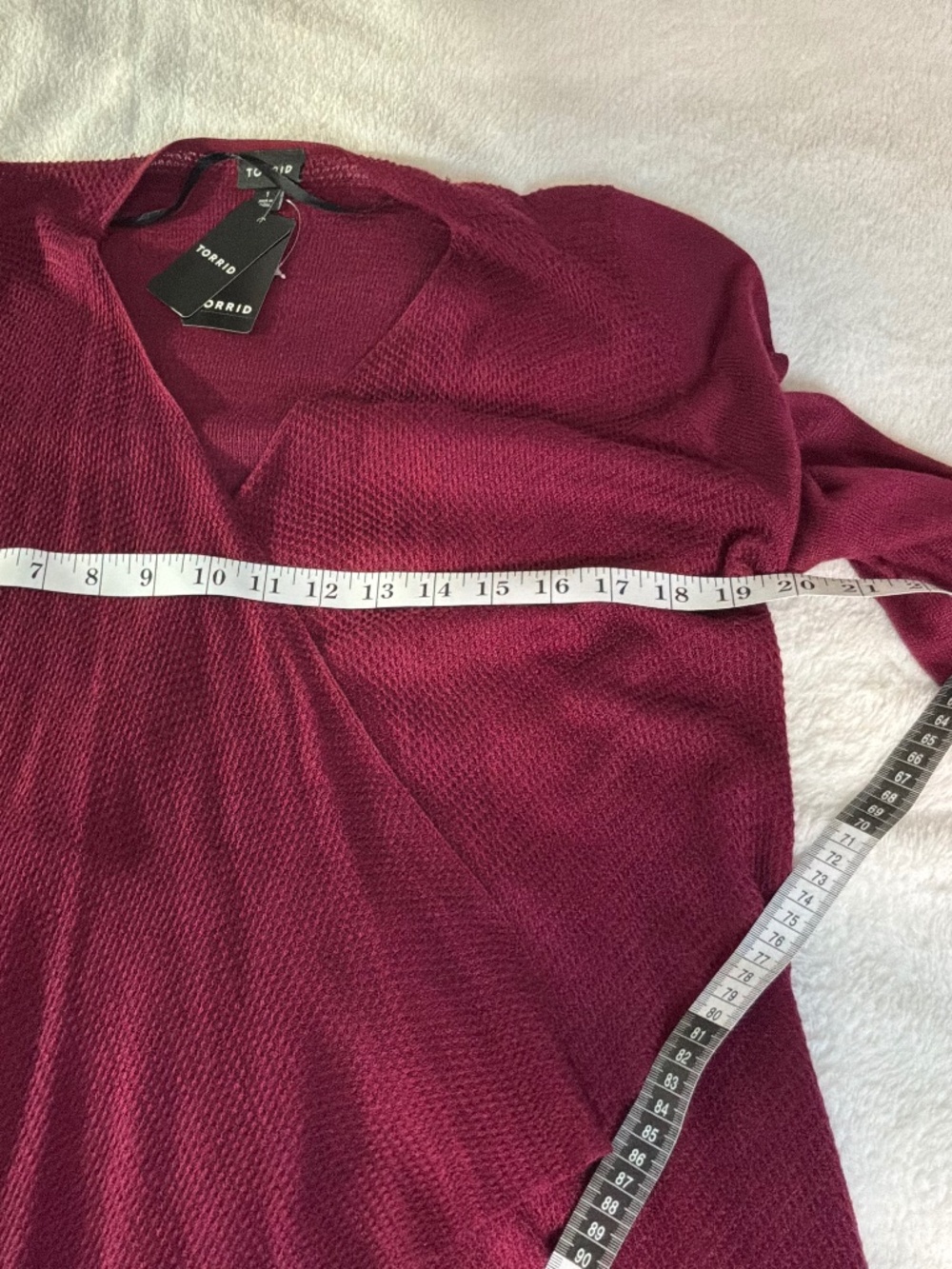 NWT Torrid Raspberry coloured Textured Open Front Ruffke Cardigan - Size 1/1X - Picture 5 of 7